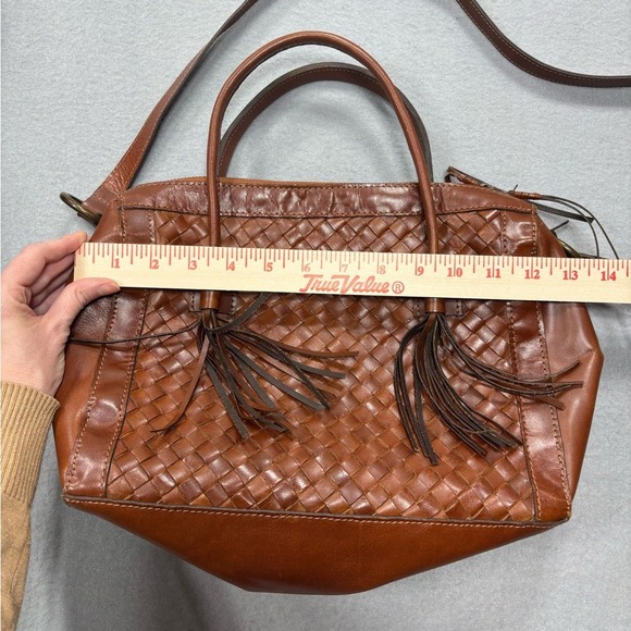 Noonday‎ Collection Monterey Leather Basket Weave Purse Satchel Hobo Bag Brown - Picture 13 of 13